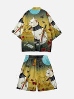 Charger l'image dans la galerie, Ensemble Kimono Short 'Chat Samouraï'