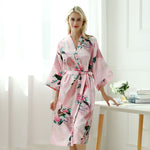 Charger l'image dans la galerie, Pyjama Long Style Kimono Motif Floral Rose
