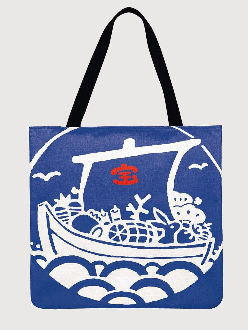 Tote Bag Bleu Marine Bateau Japonais