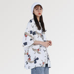 Charger l'image dans la galerie, Veste Kimono Blanche Motifs Grues 'Oya Gacha'