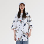 Charger l'image dans la galerie, Veste Kimono Blanche Motifs Grues 'Oya Gacha'