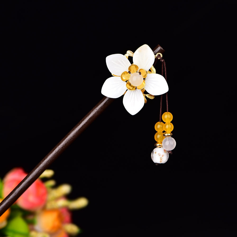 Kanzashi Japonais Fleur Blanche