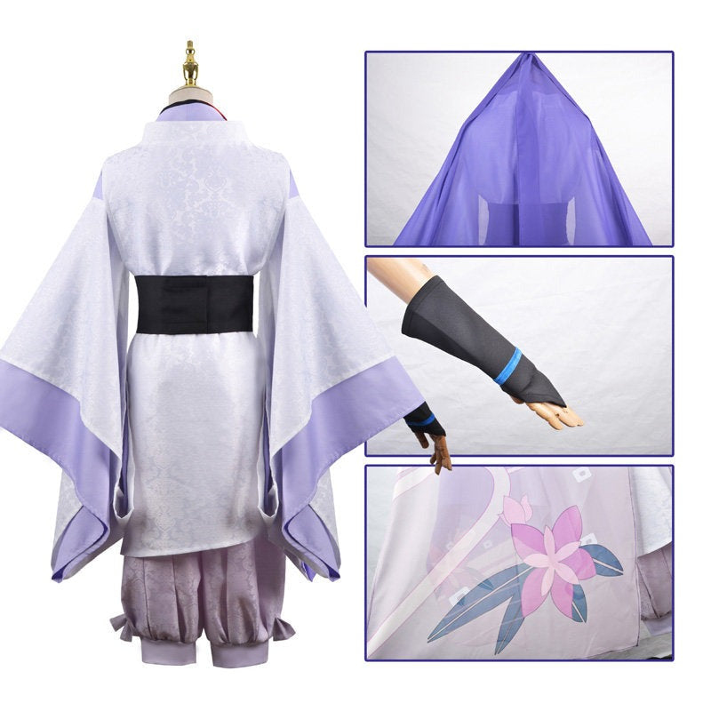 Cosplay Scaramouche Genshin Impact blanc et violet