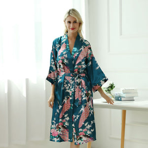 Nuisette Femme Style Kimono Bleu