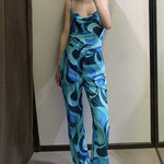 Charger l&#39;image dans la galerie, Pantalon Bleu Jambe Large Femme &#39;Shizuoka&#39;
