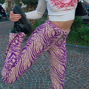 Pantalon Violet à Rayures Femme 'Shimauma'