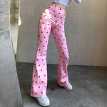Charger l&#39;image dans la galerie, Pantalon Rose Imprimé Cœur Femme &#39;Kurashiki&#39;
