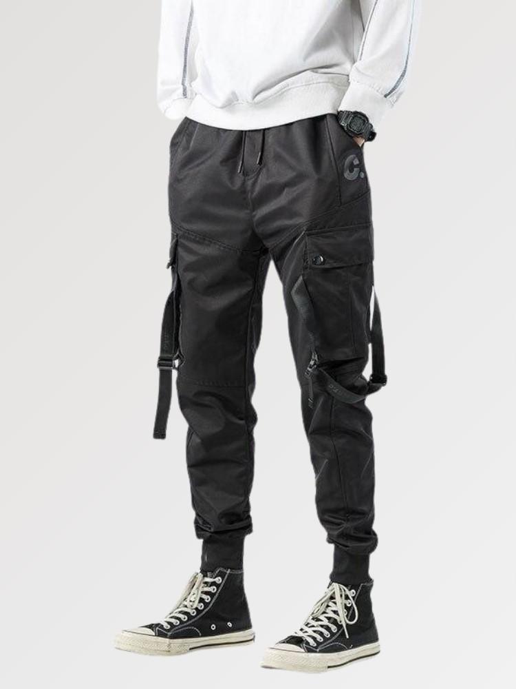 Pantalon à Sangles Streetwear Noir 'Omura'