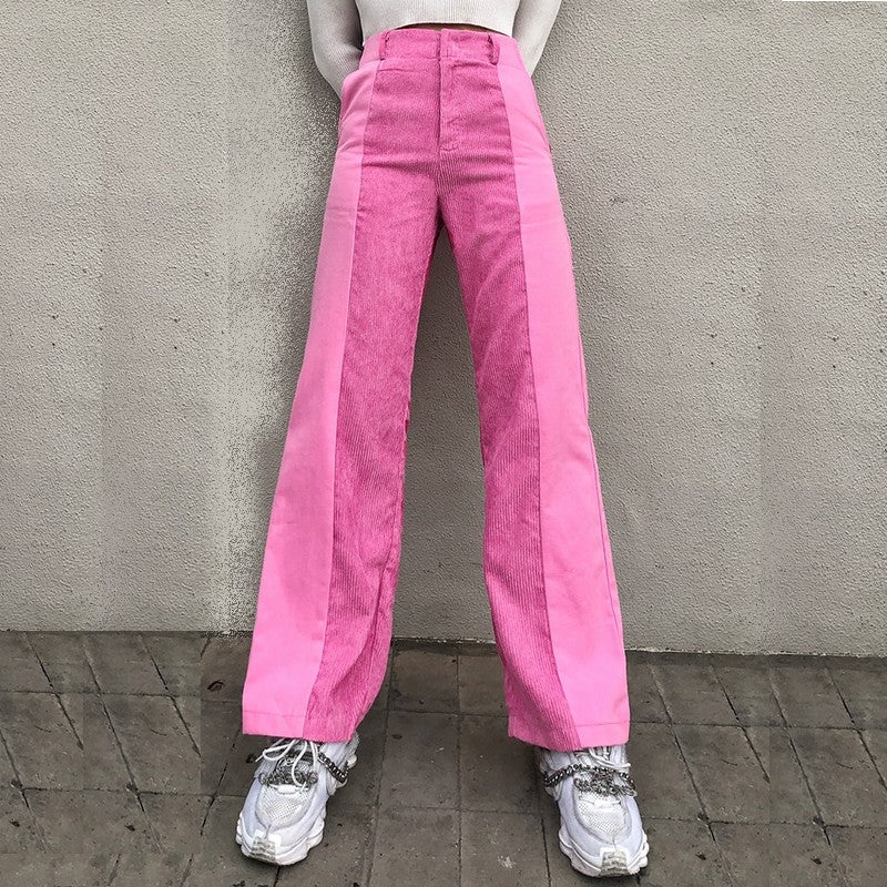 Pantalon Velours Côtelé Rose 'Sagamihara'