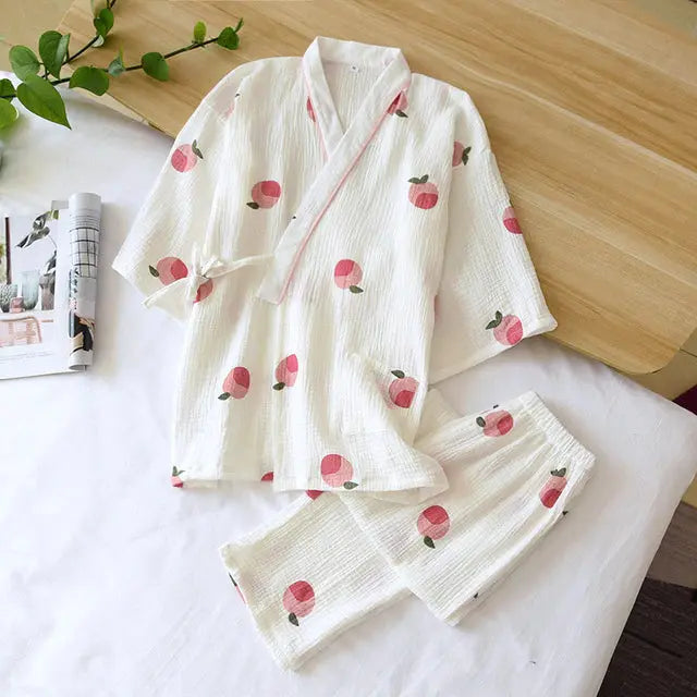 Pyjama en Gaze de Coton Style Kimono