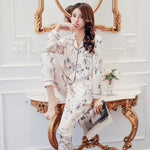 Charger l&#39;image dans la galerie, Pyjama Japonais en Soie Blanc Cassé
