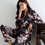 Charger l&#39;image dans la galerie, Pyjama Japonais en Soie Noir
