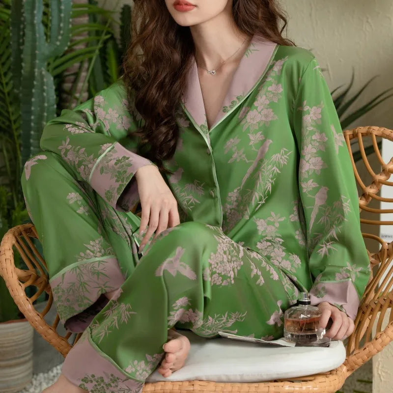 Pyjama Japonais en Soie Vert