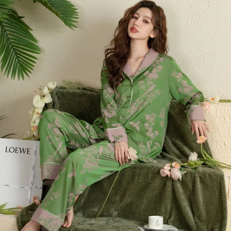 Pyjama Japonais en Soie Vert