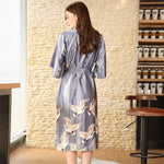 Charger l&#39;image dans la galerie, Pyjama Long Style Kimono Gris

