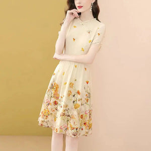 Robe Jaune Motif Floral 'Takahashi'