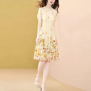 Robe Jaune Motif Floral 'Takahashi'