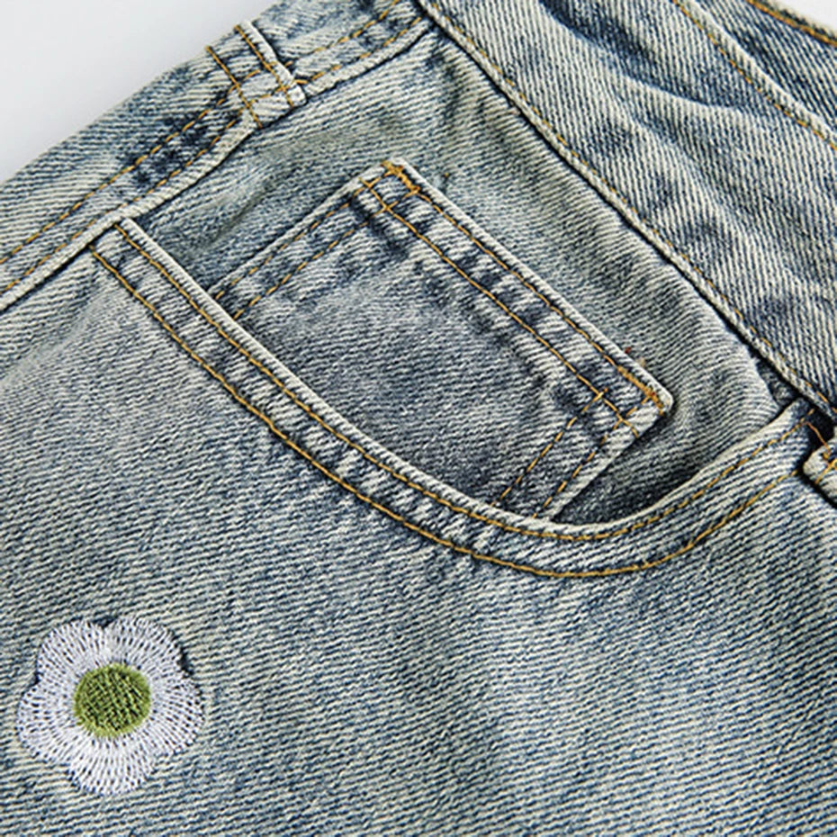 Short en Jean Brodé
