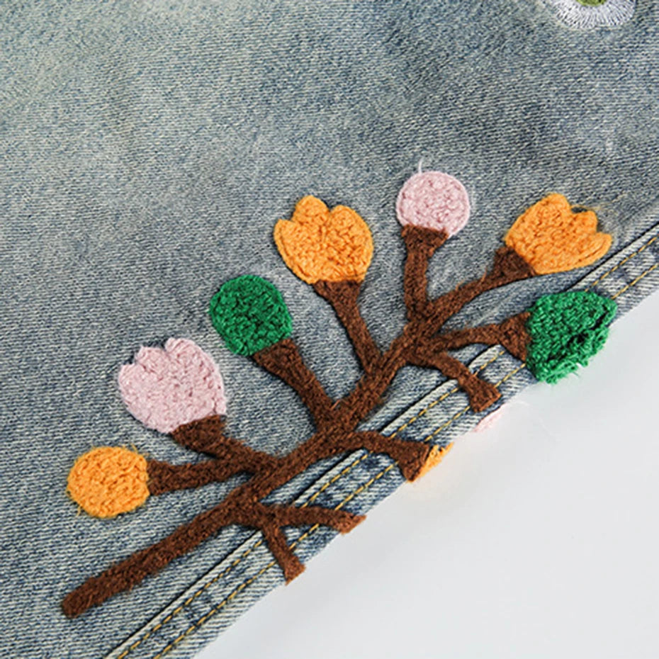 Short en Jean Brodé