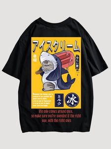 T-shirt Japonais Chat Requin 'Oishii'