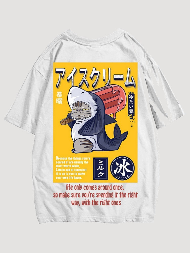 T-shirt Japonais Chat Requin 'Oishii' - Main Image