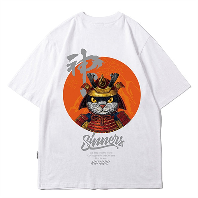 T-shirt Motifs Japonais 'Chat Samouraï'