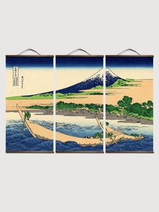 Tableau Triptyque Japonais 'Bateau de Pêcheur'