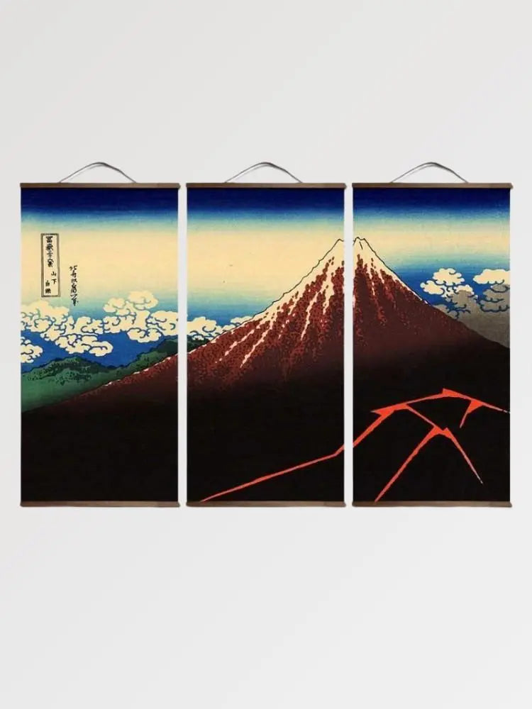Tableau Triptyque Japonais 'Mont Fuji'