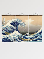 Charger l&#39;image dans la galerie, Tableau Triptyque Japonais &#39;Vague de Kanagawa&#39;
