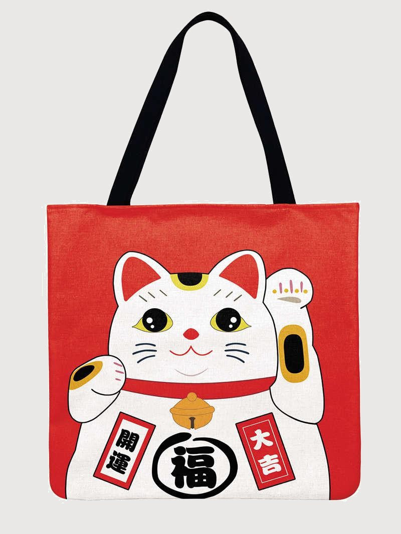 Tote Bag Japonais Rouge Maneki-Neko