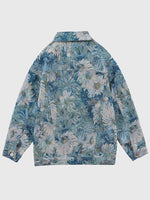 Charger l&#39;image dans la galerie, Veste en Jean Bleue Imprimé Floral &#39;Koyuki&#39;
