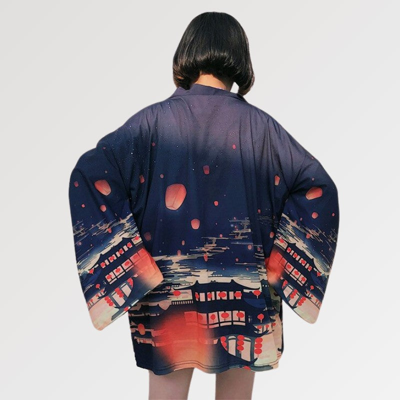 Veste Kimono Coucher de Soleil 'Shikotan'