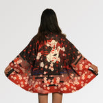 Charger l&#39;image dans la galerie, Veste Kimono Femme Motif Kitsune &#39;Goto&#39;
