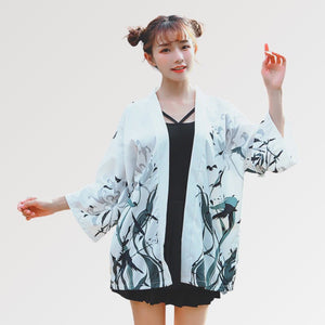 Veste Kimono Femme Motifs Corbeaux 'Chibiusa Tsukino'