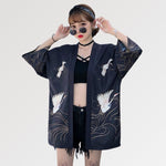 Charger l&#39;image dans la galerie, Veste Kimono Femme Motifs Grues &#39;Banpresto&#39;
