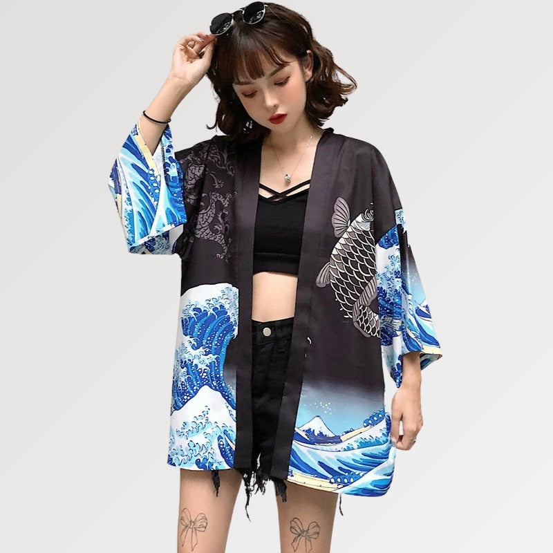 Veste Kimono Femme Vague de Kanagawa 'Eightman'