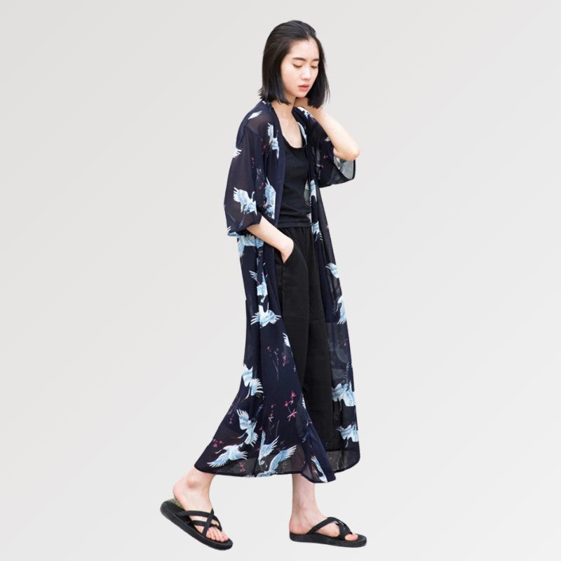 Veste Kimono Longue Transparente Femme 'Sugimura'