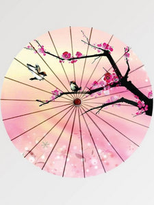 Ombrelle Japonaise Rose 'Moineau & Cerisier'