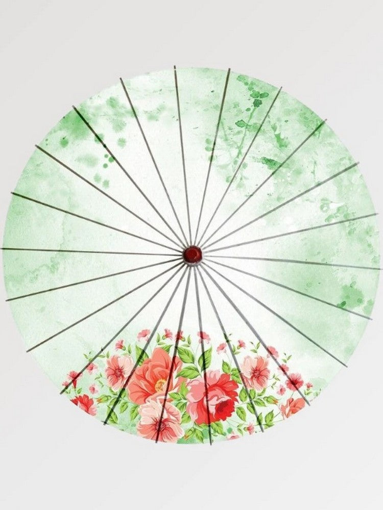 Ombrelle Japonaise Verte 'Motif Floral'