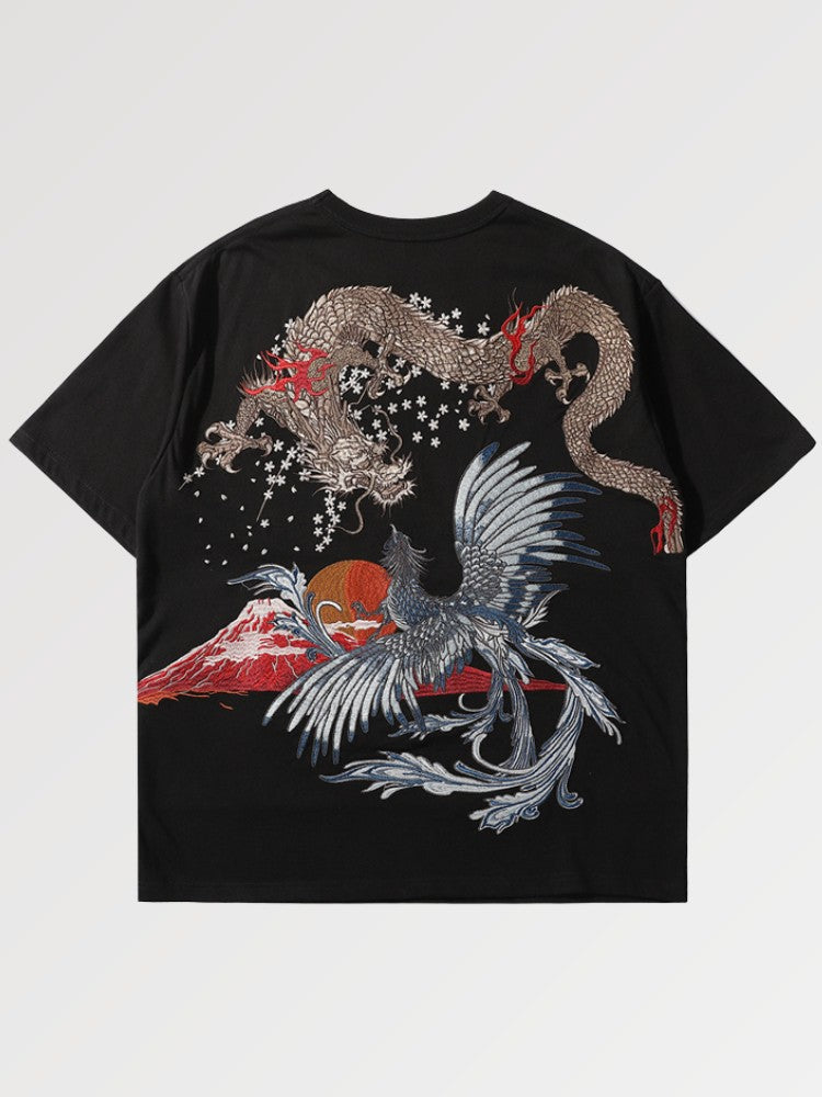 T-shirt Japonais Brodé 'Dragon'
