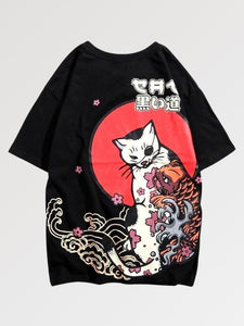 T-shirt Chat & Carpe Koï 'Konbo'