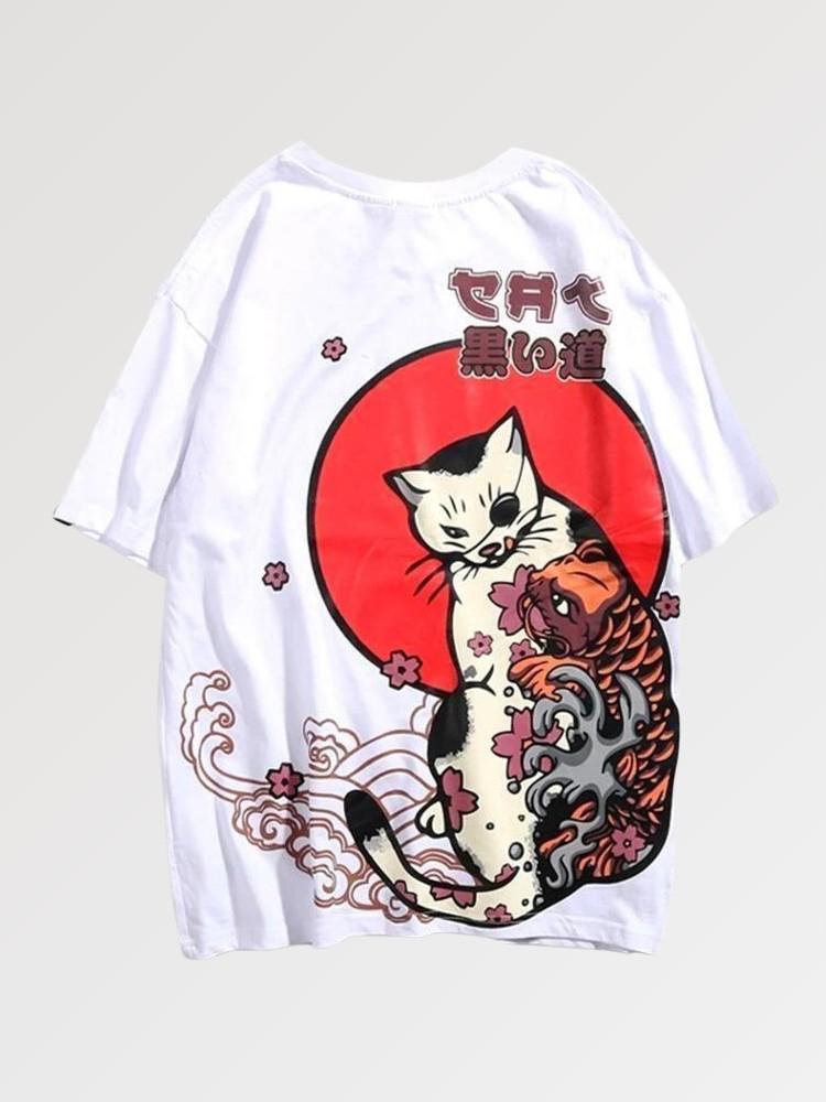 T-shirt Chat & Carpe Koï 'Konbo'