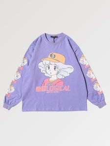 T-shirt Anime Violet Manches Longues 'Logical'