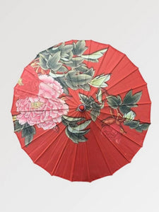Ombrelle Japonaise Rouge 'Motifs Floraux'